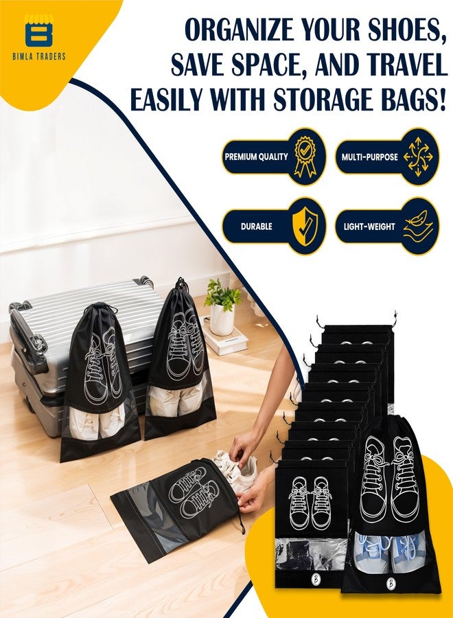 BTfash Shoe Bag for Travel & Storage|Water-Resistant Shoe Organizer for Men & Women|Foldable Shoe Cover for Luggage & Closet |Travel Accessories for Footwear Protection (Black, Pack of - 9) - Image 2